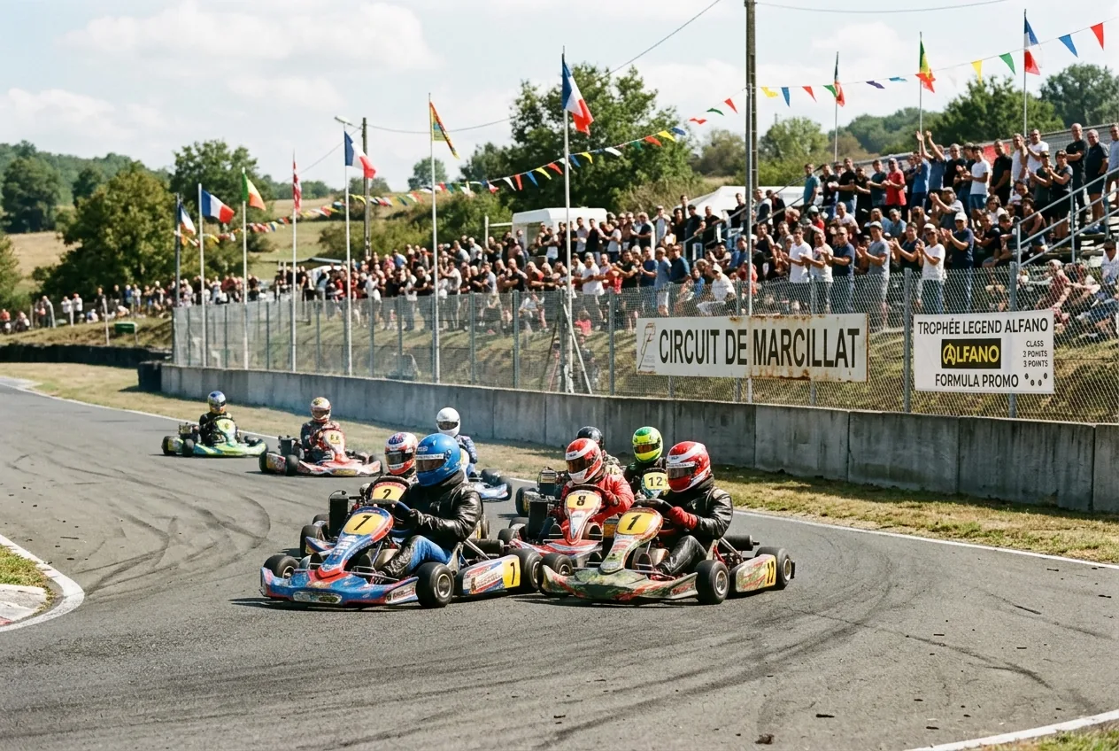 Karts racing at Marcillat during the Formula Promo event.
