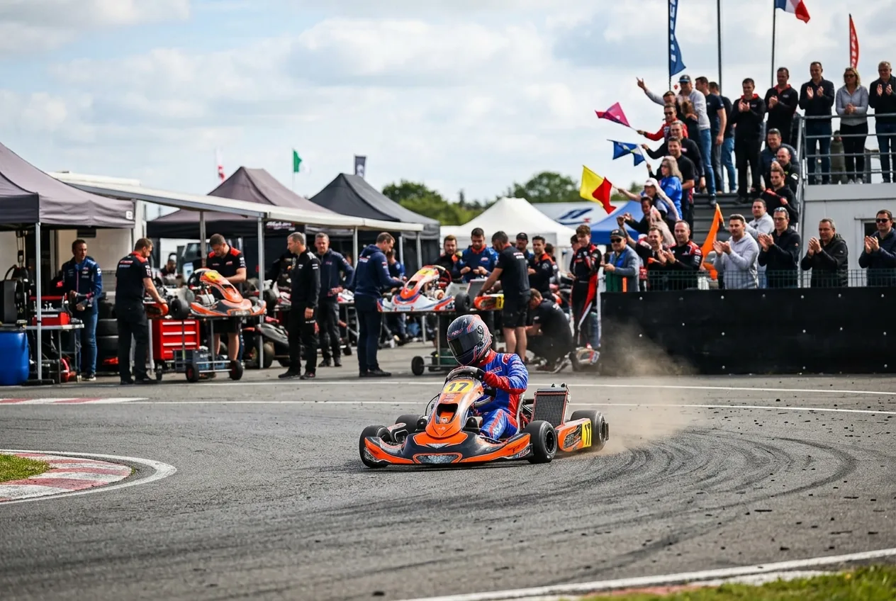 Young drivers competing in the Junior Karting Championship finale.