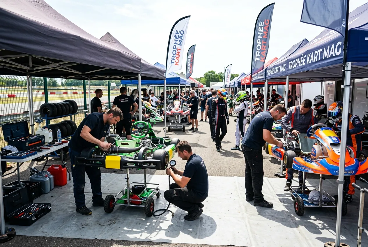 Live action from the Trophée Kart Mag 2026 at Varennes circuit.