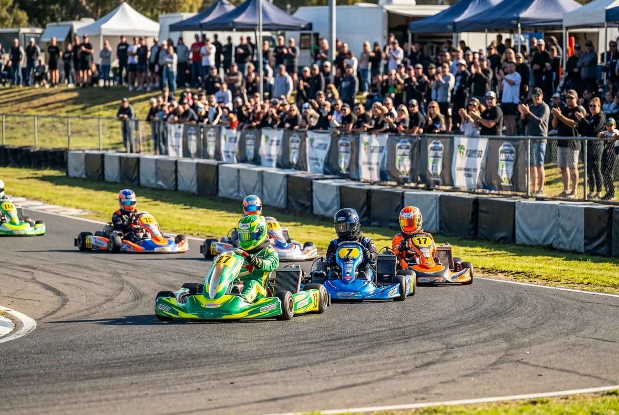 Karts racing during the Victorian Country Series Round 4 at Horsham.